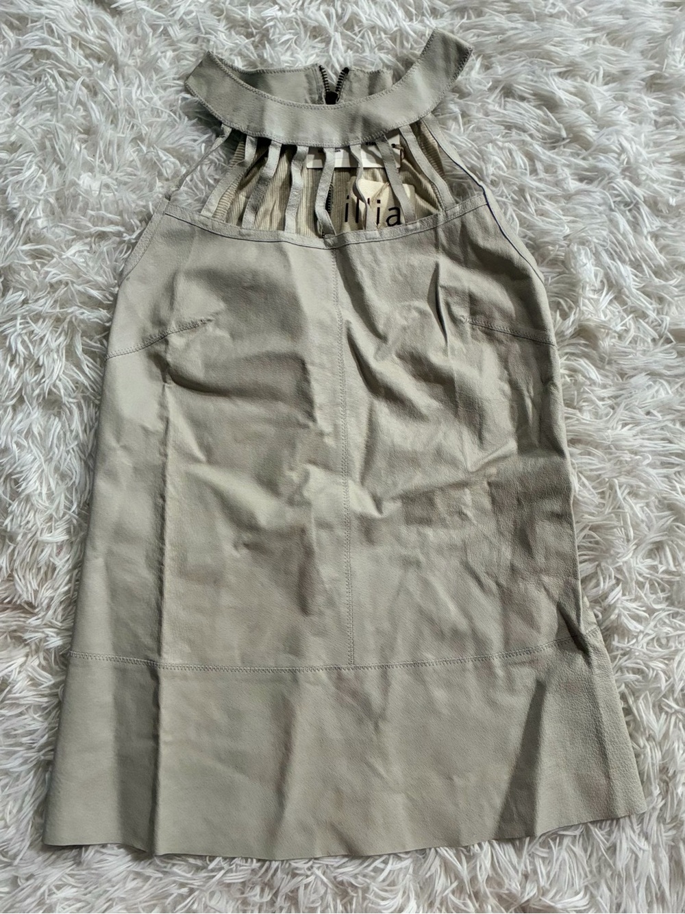 NEW illia Anthropologie Earthy Minimalist Boho Festival Suede Leather Cage Top M